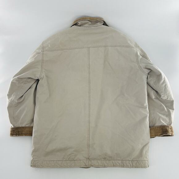 Vintage LL Bean Chore Coat Mens Size Large Beige Cotton Barn Jacket 90s Outdoor - Picture 3 of 13